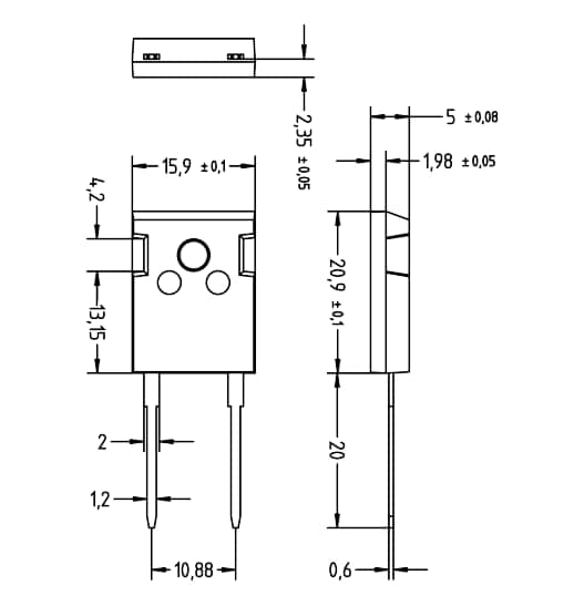 Mechanical Drawing - Diotec Semiconductor ESW6004/ESW6006 Superfast Rectifier Diodes